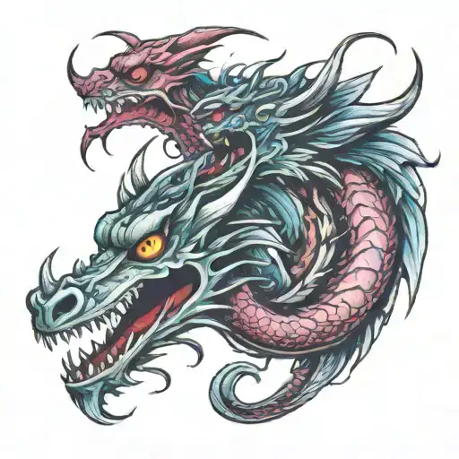 Bi-cursive Affectivity Dragon Two Head Bitten