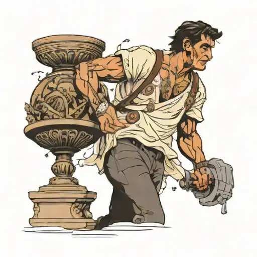 Greek Guy Carrying A World With The Tony Montana Statue