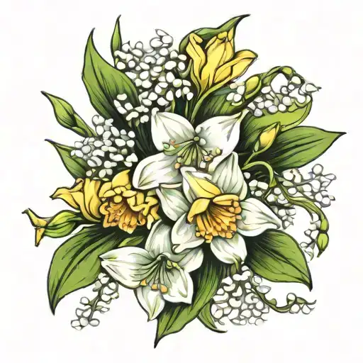 Lily Of The Valley And Daffodil