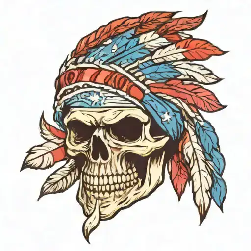 Indian Skull With American Flag