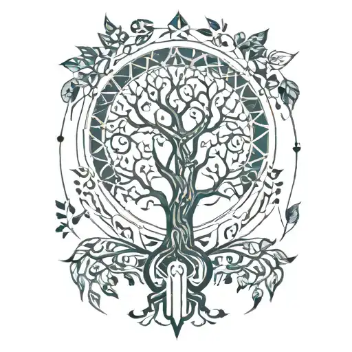 Geometrical Spiritual Tree Of Life Sleeve