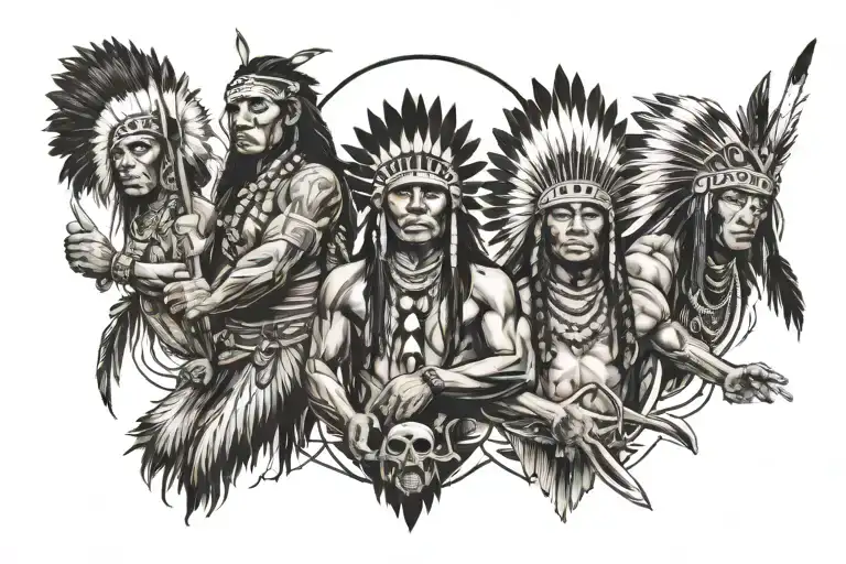 Native American Warriors Holding Up The World