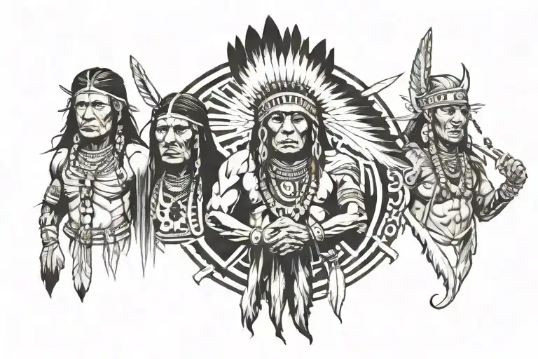 5 Native American Warrior Spirits Holding Up The World