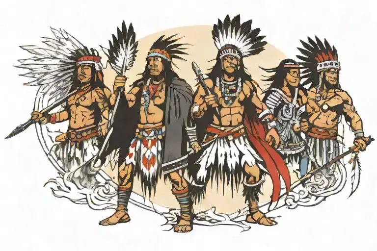 5 Native American Warrior Spirits Holding Up Land