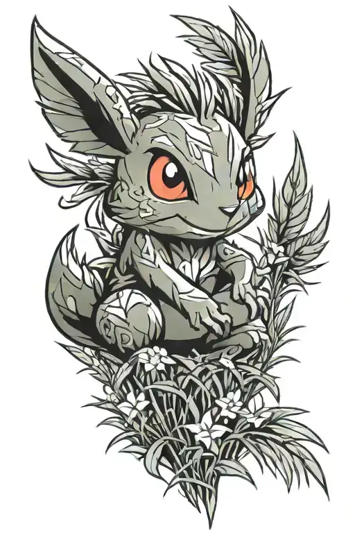 Pokemon Aron Sitting In Tall Grass