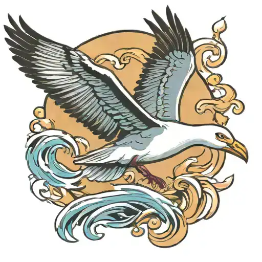 Albatross Swooping Down To Catch Fish