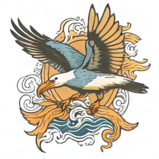 Albatross Swooping Down To Catch Fish