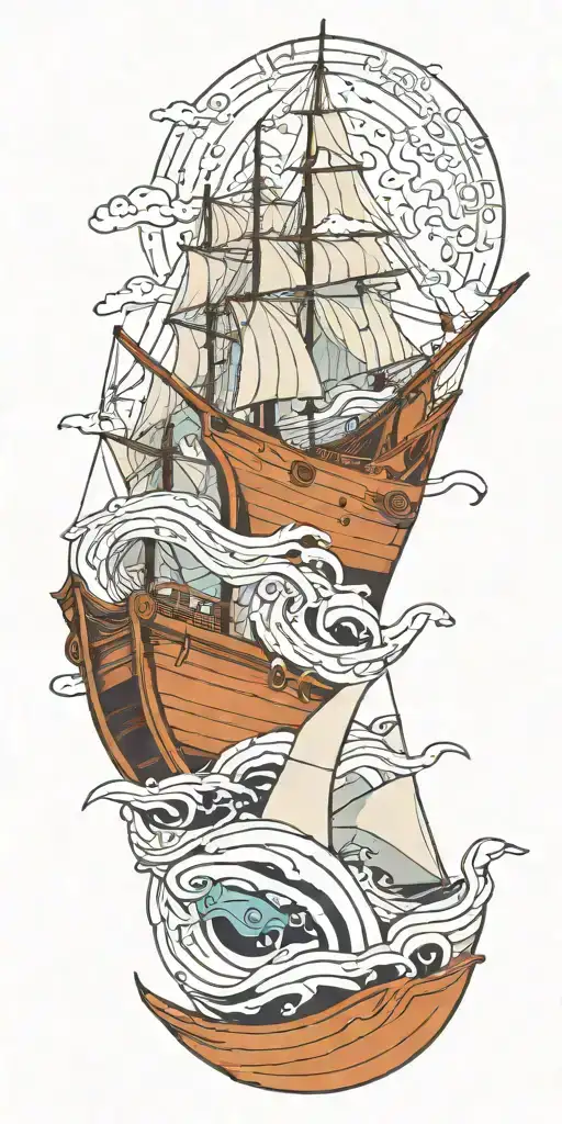 A Wooden Fishing Boat Sailing Through A Digital Sea Of Binary Code