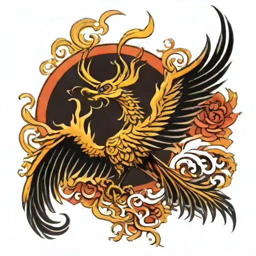 Full Back Japanese Phoenix Rising Sun