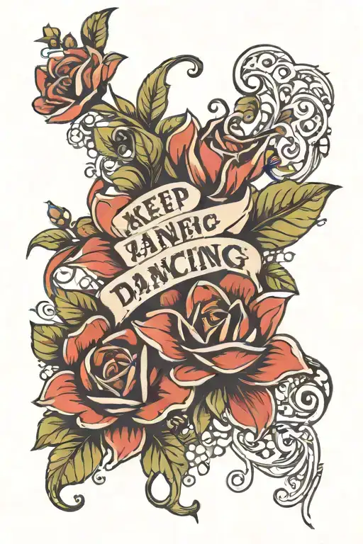 Flower With 'Keep Dancing ' Quote Intertwined