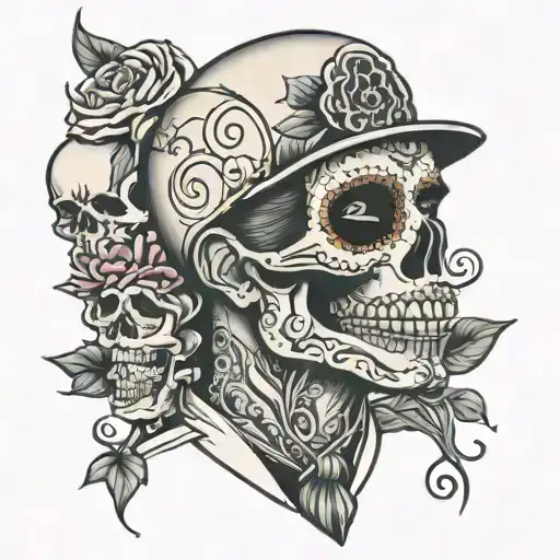 Day Of The Dead Man With Skull Face