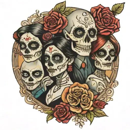 Day Of The Dead Family Portrait Of 5 People