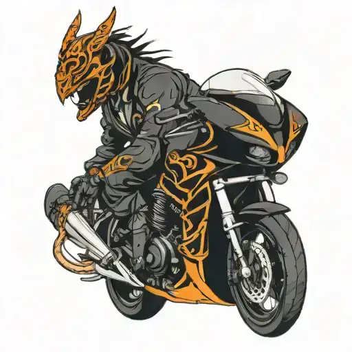Black And Orange Hayabusa Ridden By Devil Wears A Suit