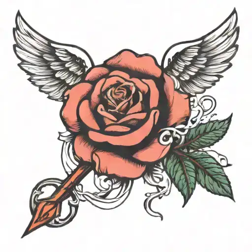 Fine Line Rose With Medical Caduceus