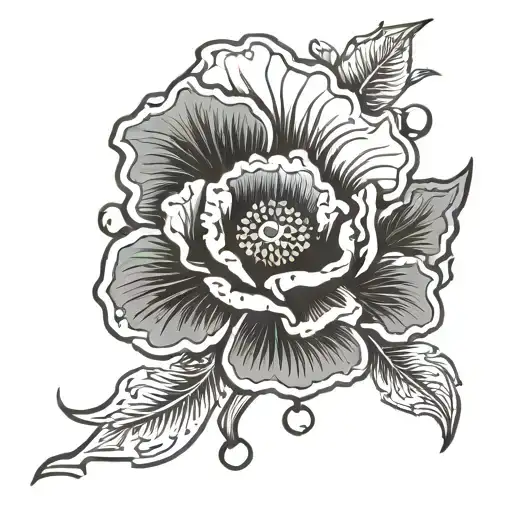 Japanese Little Brother Symbol With Poppy Flower
