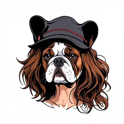 Female Human With Brown Hair With Hat Bulldog Shaped