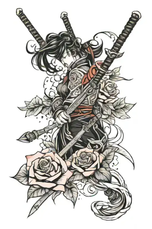 Katana And Rose