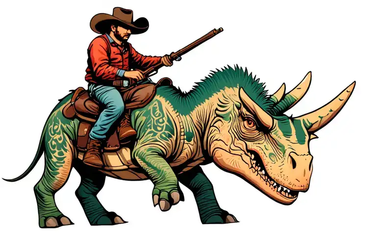 Cowboy Riding A Triceratops