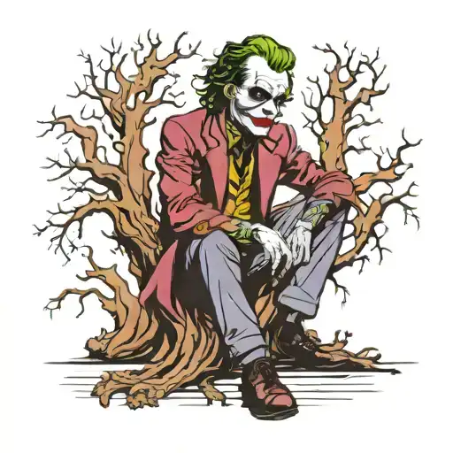 Joker Sitting Under A Rotten Tree
