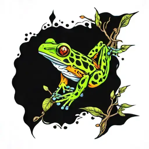 Dart Frog And Climbing Theme With Colors And Nature