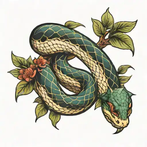 Snake Climbing A Branch