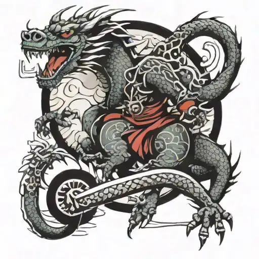 Dragon And Samurai Warrior