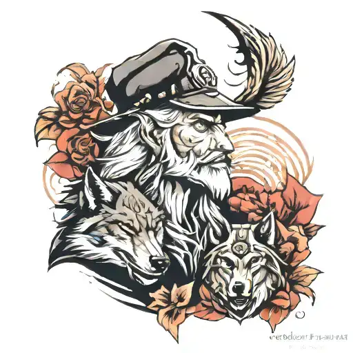 Odin Valkerie And Wolf