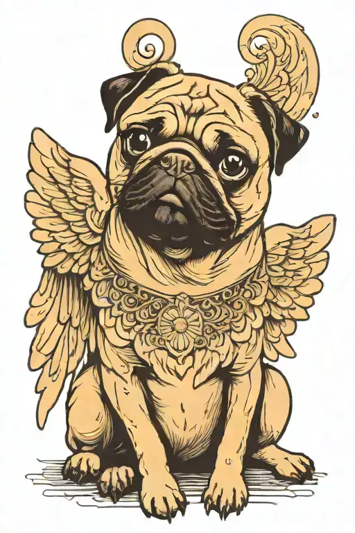 Pug With Angel Wings Spread Wide