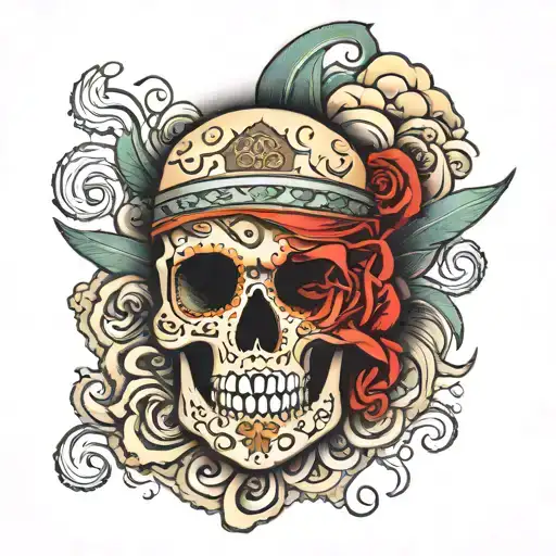 Mexican Skulls Sleeve With Pirate Vibe