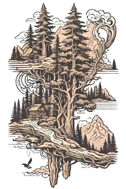 Pacific Northwest Mountains And Forest Wrap Around Whole Forearm
