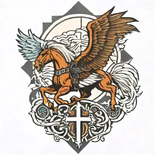 Cross With Horse And Bald Eagle