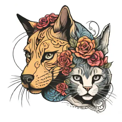 Cat Face And Dog Face