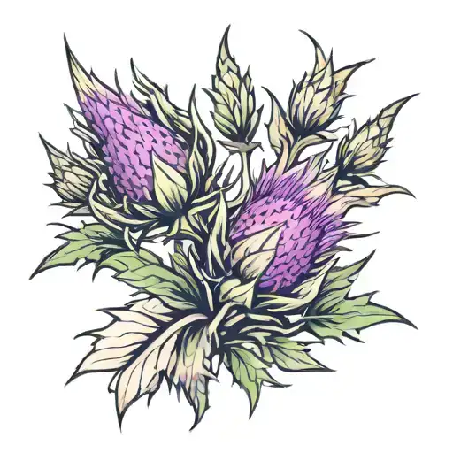 Purple Thistle Growing From Crown