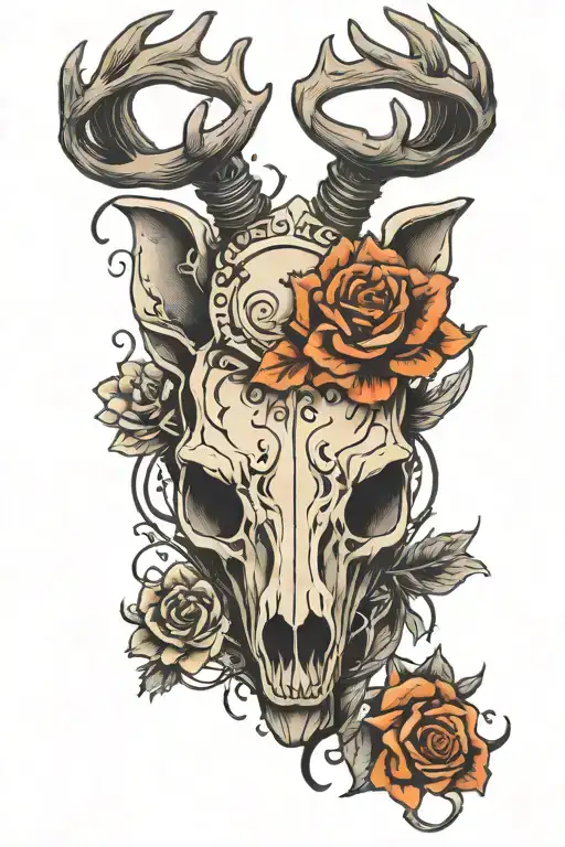 Deer Head Half Live Half Skull