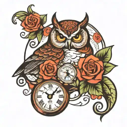 Roses Owls Clock