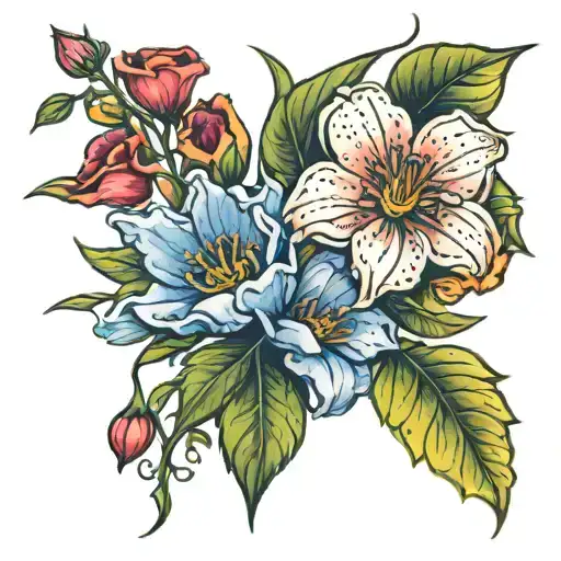 August And December Birth Flower Intertwined