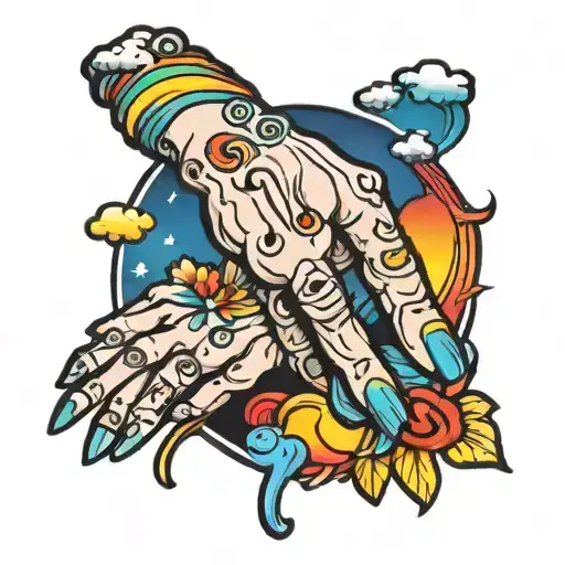 Rainbow On Top Of Raising Hands Emoji