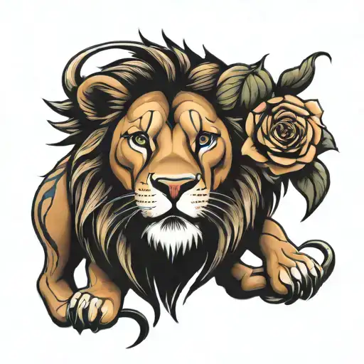 Lion And Roses