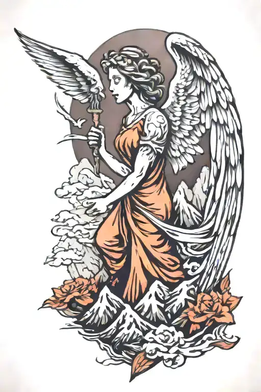 Mountain With Angel With Wings