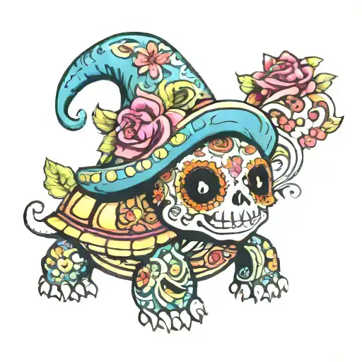 Turtle Gnome Flower Sugar Skull