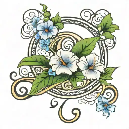 Infinity Symbol With Morning Glory With A Date Of Birth And Name Lillianne