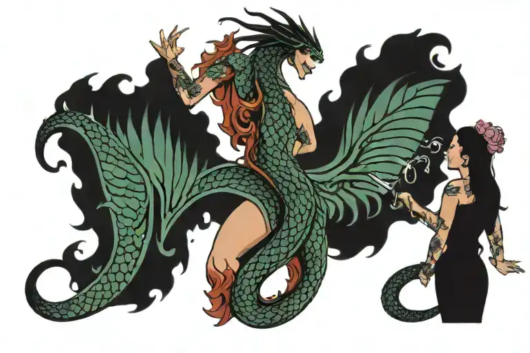 Free Dragon Plume With Woman From Behind