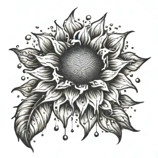 Sunflower Rain Drops