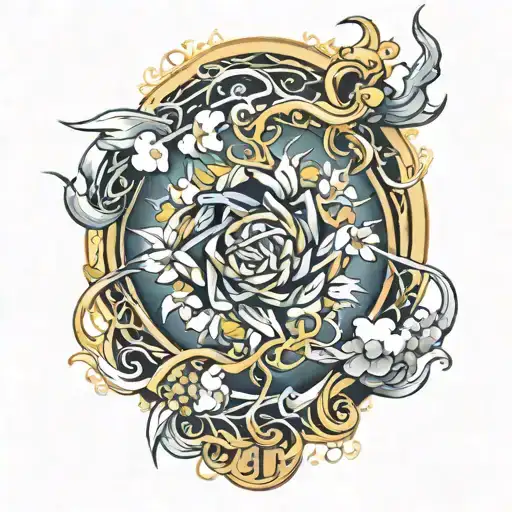 Performs The Phrase Sky's The Limit Formed Of Religious Thorns With Golden Touches