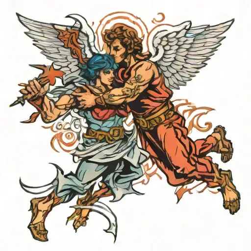 Angel Fighting A Demon
