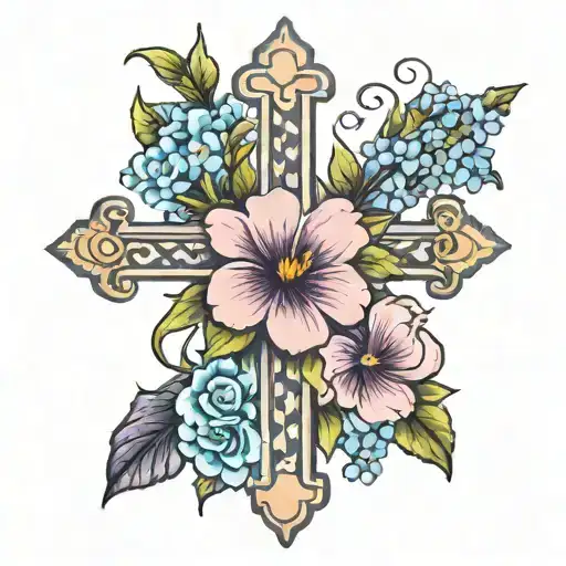 Love One Another With Viola Flowers And A Cross