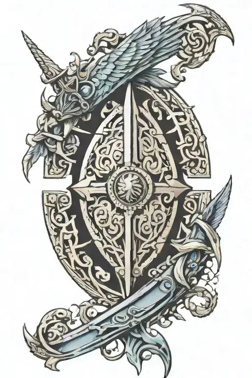 Athena's Shield And Maximus's Sword Surrounded