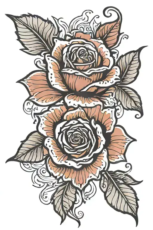 Design A Tattoo Of Vertical Cut Of Rose Flower