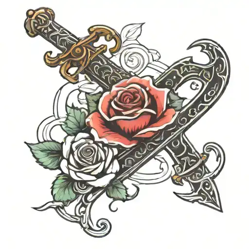 A Sword With A Scorpion Wrapped Around And A Rose Intertwined With The Handle