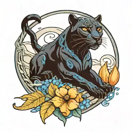Black Panther With Blue Moon And Blue Eues